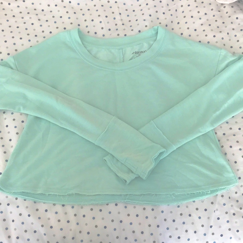 Mint Green Long Sleeve Crop Top w/Thumbholes